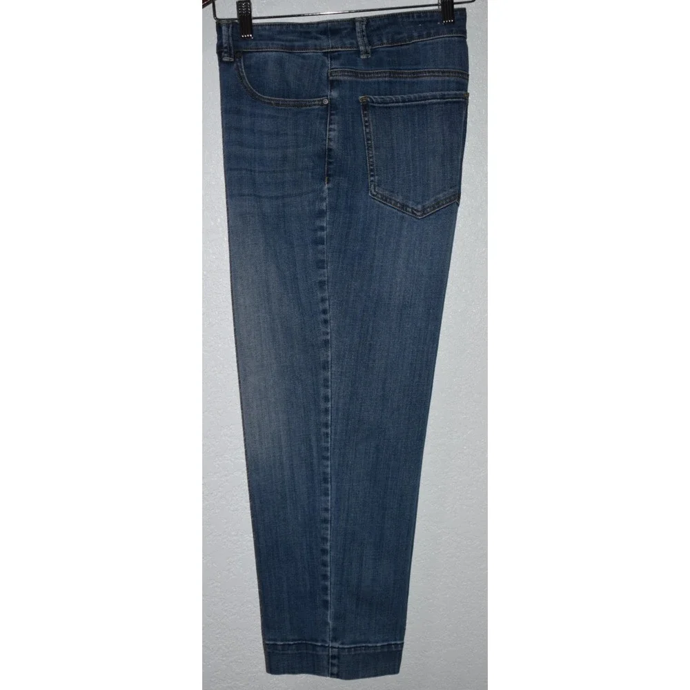 Chicos Platinum Jeans Crop 2/12 Blue Mid Rise Straight Stretch Cotton 5-Pocket - Picture 16 of 16